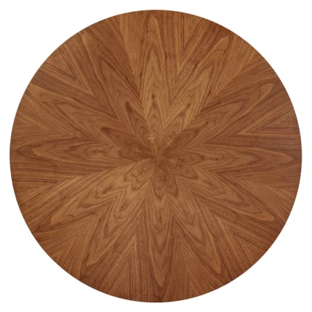 Купить Стол Liverpool диам.110см, шпон орех лучевой набор, с золотистыми ножками по низкой цене