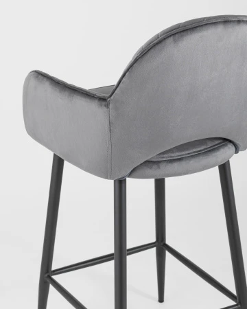Купить Стул полубарный Венера диамант велюр серый по выгодной цене для кафе, ресторанов и кухни