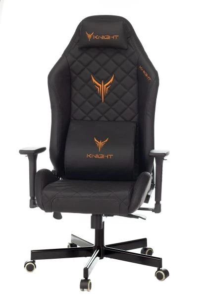 Кресло игровое Knight Rampart черный ромбик эко.кожа с подголов. крестов. металл