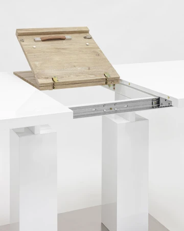 Купить Стол обеденный Сиэтл раскладной 140-180*90 глянцевый белый по низкой цене