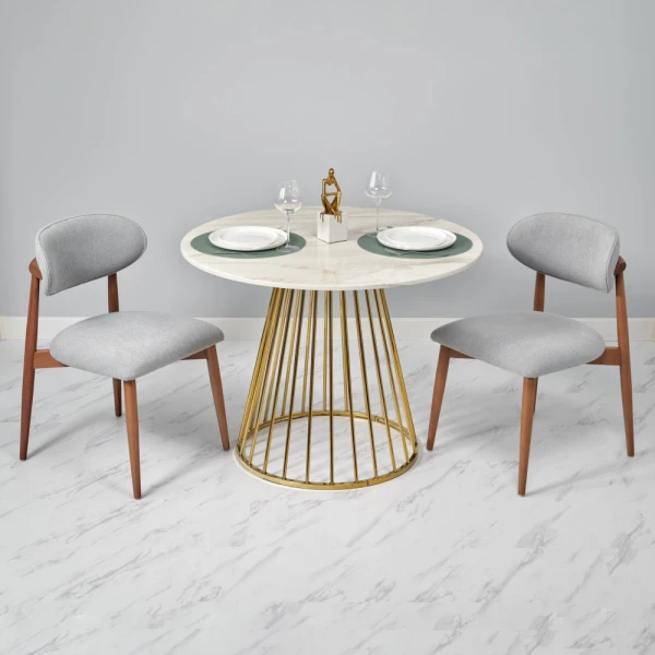 Купить Стул Lucas 3 серый букле с ножками цвета орех по низкой цене