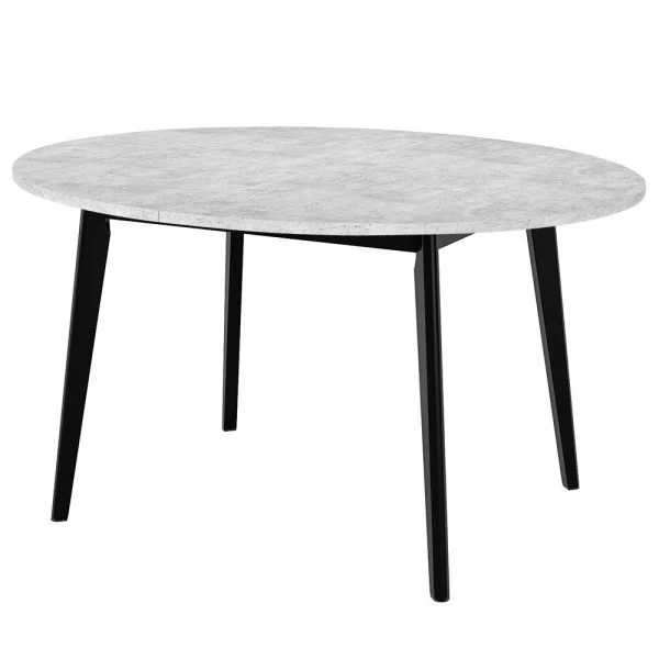 Купить Стол Oslo круглый раскладной 110-140x110x76см, Бетон лайт, чёрный по низкой цене