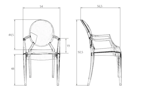 Купить Стул обеденный DOBRIN LOUIS GHOST, цвет прозрачный по низкой цене