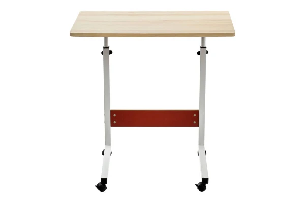 Купить Стол многофункциональный на колесах, 60x40 см, «РОЛЛ», 2 ножки, регул.высота, мдф, металл, св. дерево, белый по низкой цене