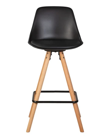 Купить Стул полубарный DOBRIN RONNI, ножки светлый бук, черный (B-03) по выгодной цене для кафе, ресторанов и кухни