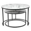 Купить Набор кофейных столиков Tango белый мрамор с черными ножками по низкой цене