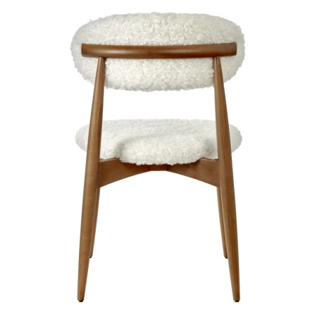Купить Стул Lucas белый искусственный мех с ножками цвета орех по низкой цене