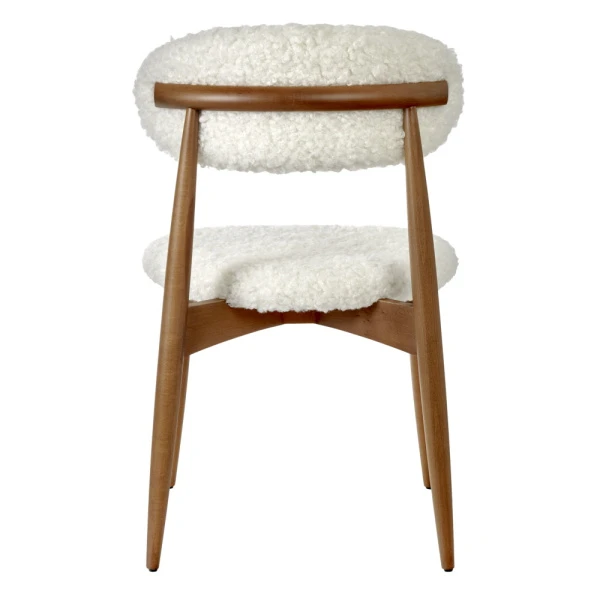 Купить Стул Lucas белый искусственный мех с ножками цвета орех по низкой цене
