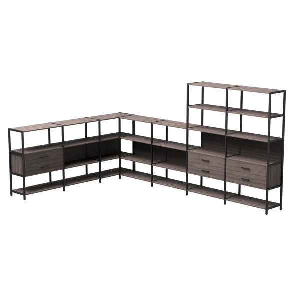 Купить Набор стеллажных систем №19 Everprof EVO (ЭВО) 2440x3630x1840 Дуб Пасадена/Черный по низкой цене