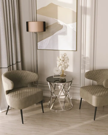 Купить Журнальный стол 50*50 ВИВА серебро стекло черное по низкой цене