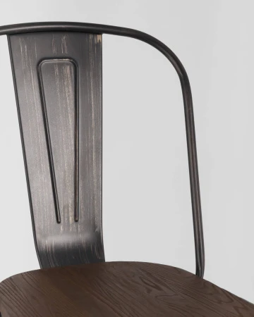 Купить Стул TOLIX WOOD черный патина золото по низкой цене