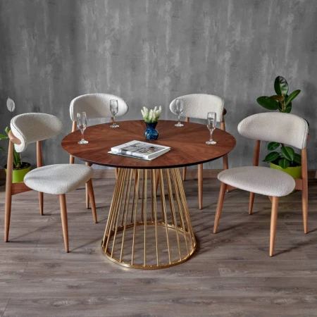 Купить Стул Lucas латте букле с ножками цвета орех по низкой цене