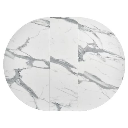 Купить Стол Rudolf круглый раскладной 100-130x100x75см, белый мрамор, чёрный по низкой цене