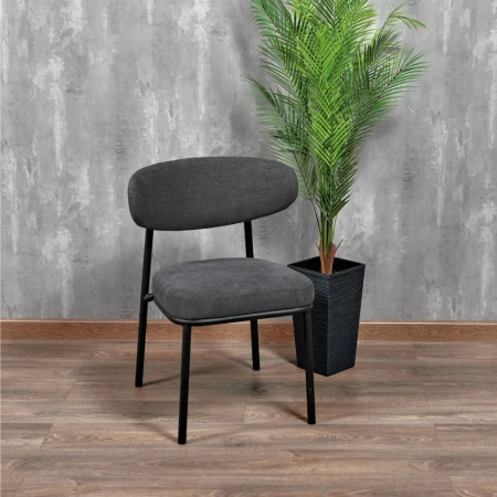 Купить Стул Lucas 2 серый шенилл с чёрными ножками по низкой цене