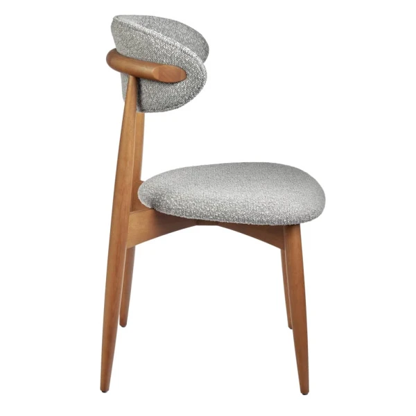 Купить Стул Lucas светло-серый букле с ножками цвета орех по низкой цене