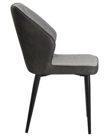 Купить Стул обеденный DOBRIN KEVIN (черные матовые ножки, Сиденье серая ткань FC-09, Спинка антрацит кожзам RU-08) в интернет-магазине КупиКресла.ру