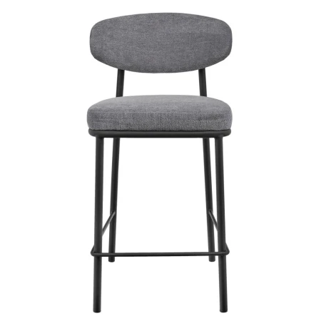 Купить Стул полубарный Lucas 2 серый шенилл с чёрными ножками по выгодной цене для кафе, ресторанов и кухни