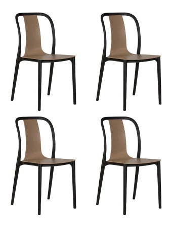 Набор 4 шт Стул обеденный DOBRIN ADAM, черный/бежевый