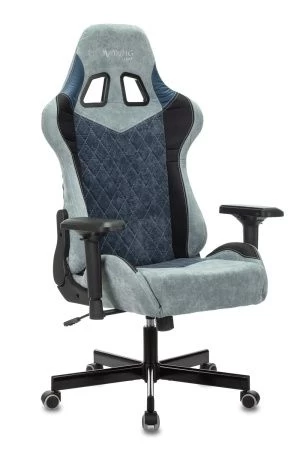 Кресла для геймеров - Кресло игровое Zombie VIKING 7 KNIGHT Fabric синий текстиль/эко.кожа с подголов. крестовина металл