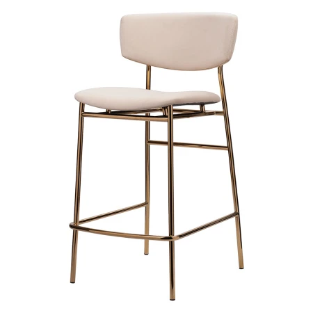 Купить Стул полубарный Elle кремовый с золотыми ножками по выгодной цене для кафе, ресторанов и кухни