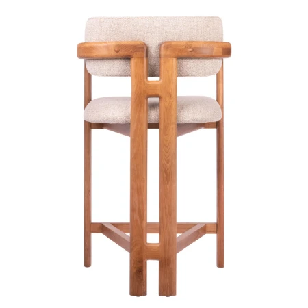 Купить Стул полубарный Rich рогожка латте с ножками цвета орех по выгодной цене для кафе, ресторанов и кухни