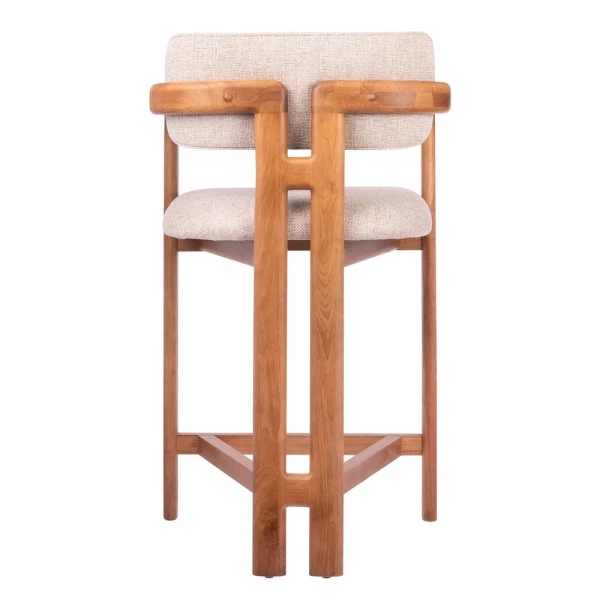 Стул полубарный Rich рогожка латте с ножками цвета орех для кафе, ресторанов и кухни