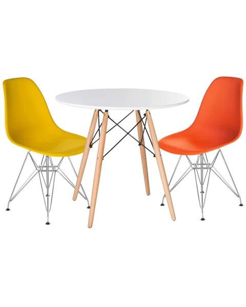 Купить Стол обеденный DOBRIN CHELSEA`80, ножки светлый бук, столешница белая по низкой цене