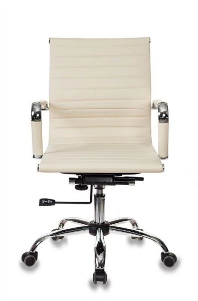 Кресло руководителя Бюрократ CH-883-LOW слоновая кость эко.кожа низк.спин. крестовина металл хром