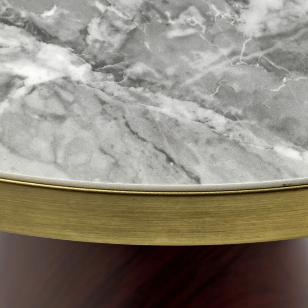 Купить Кофейный столик Vision диам.40см x 54см, металл под дерево, керамика по низкой цене