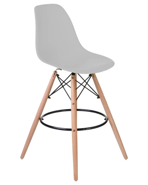 Стул барный DOBRIN DSW BAR, ножки светлый бук, цвет сиденья светло-серый (GR-01) для кафе, ресторанов и кухни