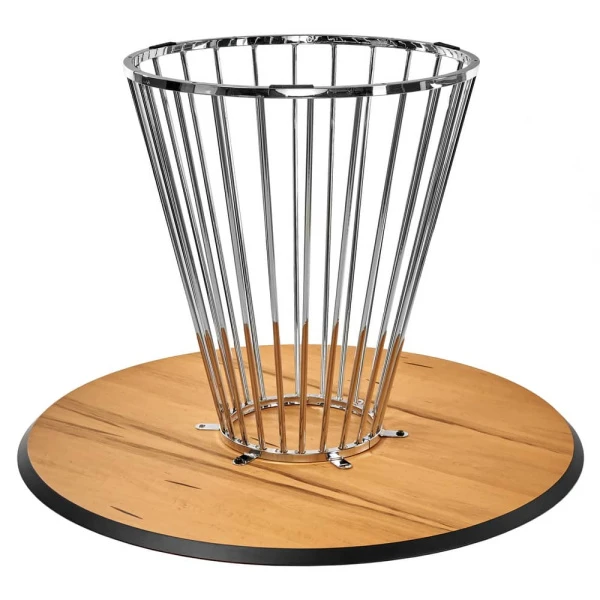 Купить Стол Liverpool диам.110см, шпон орех лучевой набор, с хромированными ножками по низкой цене