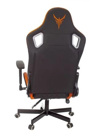 Кресла для геймеров - Кресло игровое Knight Outrider черный/оранжевый ромбик эко.кожа с подголов. крестов. металл
