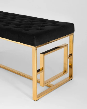 Купить Банкетка-скамейка БРУКЛИН велюр черный сталь золото в интернет-магазине КупиКресла.ру
