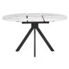Купить Стол Rudolf круглый раскладной 100-130x100x75см, белый мрамор, чёрный по низкой цене