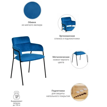 Купить Стул Napoli синий с черными ножками в интернет-магазине КупиКресла.ру