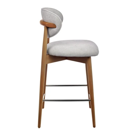 Купить Стул полубарный Lucas 3 серый букле ножки цвета орех по выгодной цене для кафе, ресторанов и кухни