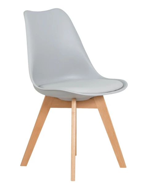 Купить Набор 4 шт Стул обеденный DOBRIN JERRY SOFT, ножки светлый бук, цвет сиденья светло-серый (GR-01) по низкой цене