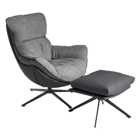 Купить Кресло HUG тёмно-серый, экокожа, шенилл по низкой цене