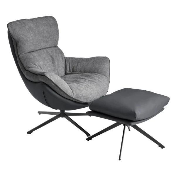 Купить Кресло HUG тёмно-серый, экокожа, шенилл по низкой цене