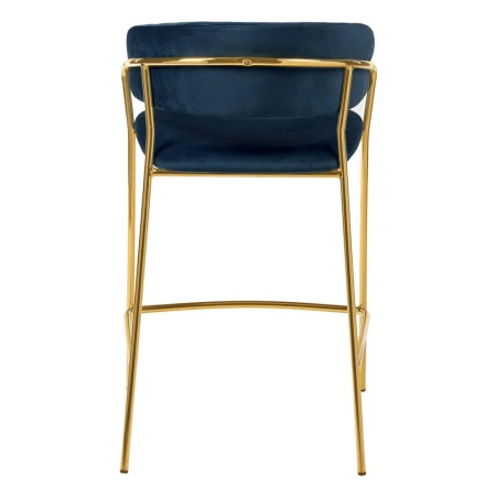 Купить Стул полубарный Turin синий с золотыми ножками по выгодной цене для кафе, ресторанов и кухни