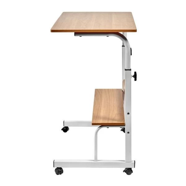 Купить Стол многофункциональный Isola 80x40x66-90 см, с полкой, светлое дерево, белый по низкой цене