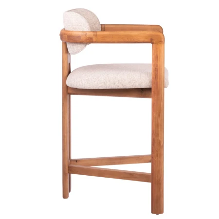 Купить Стул полубарный Rich рогожка латте с ножками цвета орех по выгодной цене для кафе, ресторанов и кухни