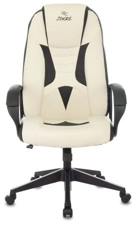 Кресла для геймеров - Кресло игровое Zombie 8 белый/черный эко.кожа крестов. пластик