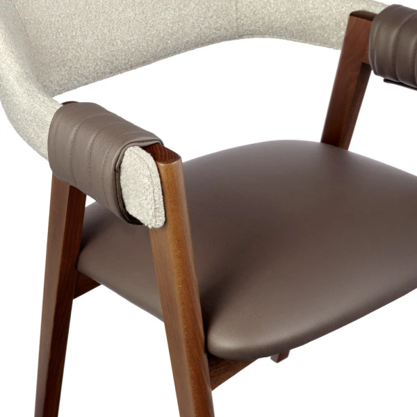 Купить Стул KELLI бежевый букле, экокожа коричневая, орех по низкой цене