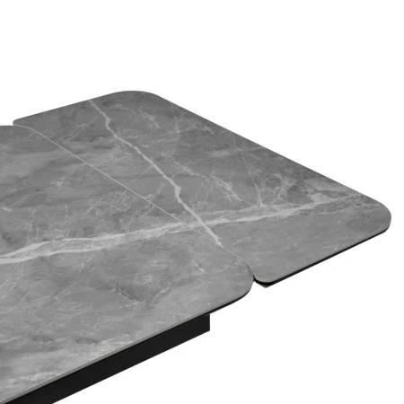 Купить Стол Arthur раскладной 120-184x80x75см, керамогранит серый мрамор Greys Grey, чёрный по низкой цене
