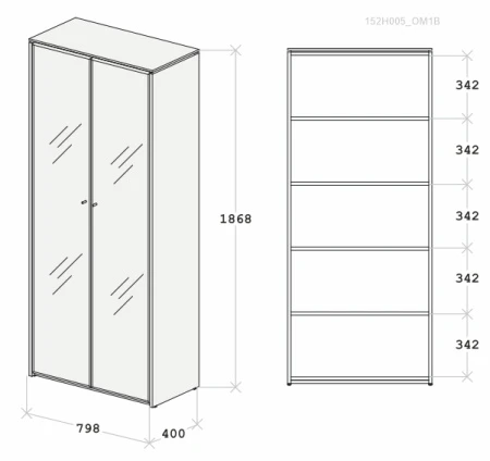 Купить Шкаф для документов со стеклом Апекс 798х400х1868 Орех Монтана/Черный по низкой цене