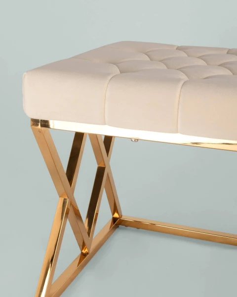 Купить Банкетка ИНСИГНИЯ велюр бежевый сталь золото по низкой цене