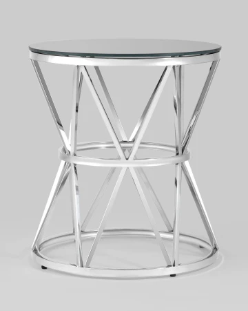 Купить Журнальный стол 50*50 ВИВА серебро стекло черное по низкой цене