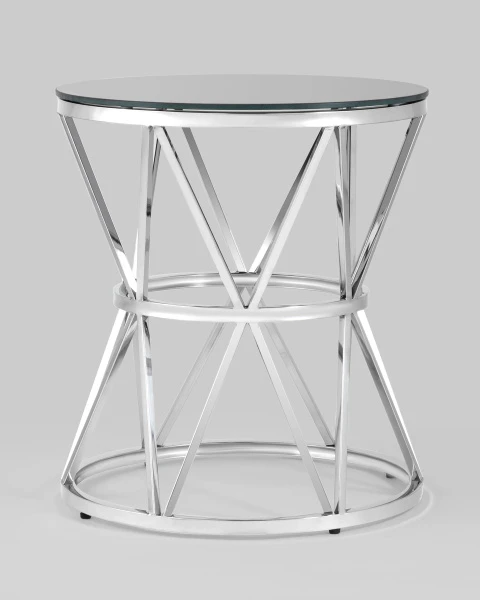 Купить Журнальный стол 50*50 ВИВА серебро стекло черное по низкой цене