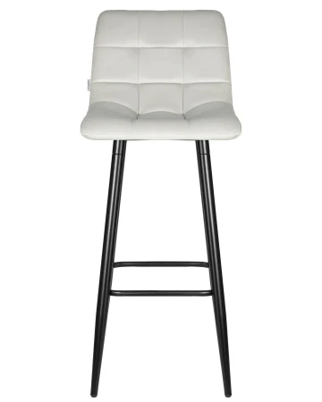 Купить Стул барный DOBRIN NICOLE, черные матовые ножки, светло-серый велюр (108-52) по выгодной цене для кафе, ресторанов и кухни